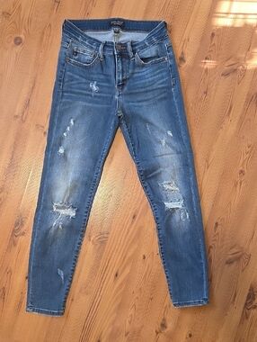 Judy Bkue Distressed Skinny Jeans - Medium Blue Wash